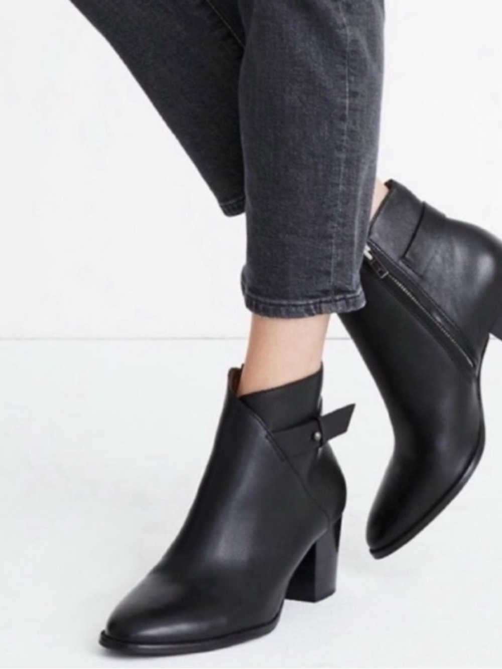 Madewell Black Leather Ankle Booties